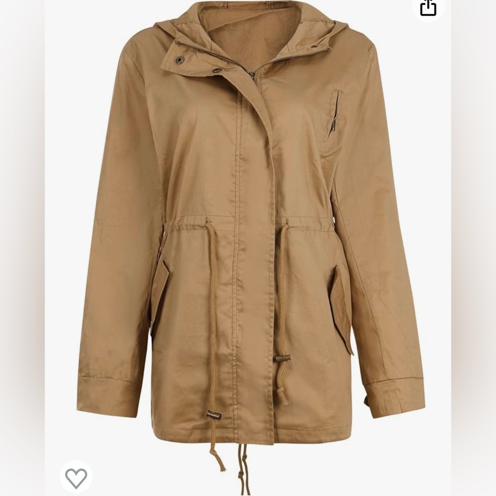 Ligtweight Jackets Drawstring Waist Hoodie Zip Up Fall Casual Coat Pockets